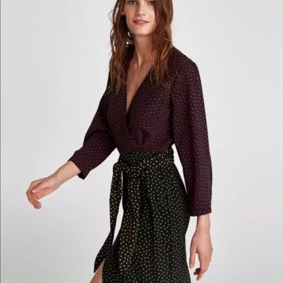 zara polka dot wrap dress